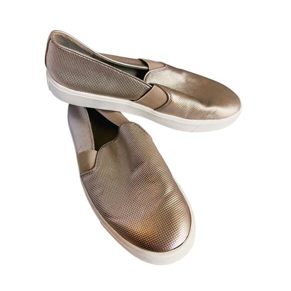 Vince Blair Perforated Leather Slip-On Sneakers Size 6 Gold - Picture 5 of 13